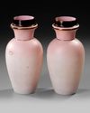 A PAIR OF ROSE OPALINE VASES, FRENCH, 19TH CENTURY