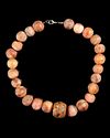 A BANDED AGATE & MOSAIC GLASS BEAD NECKLACE