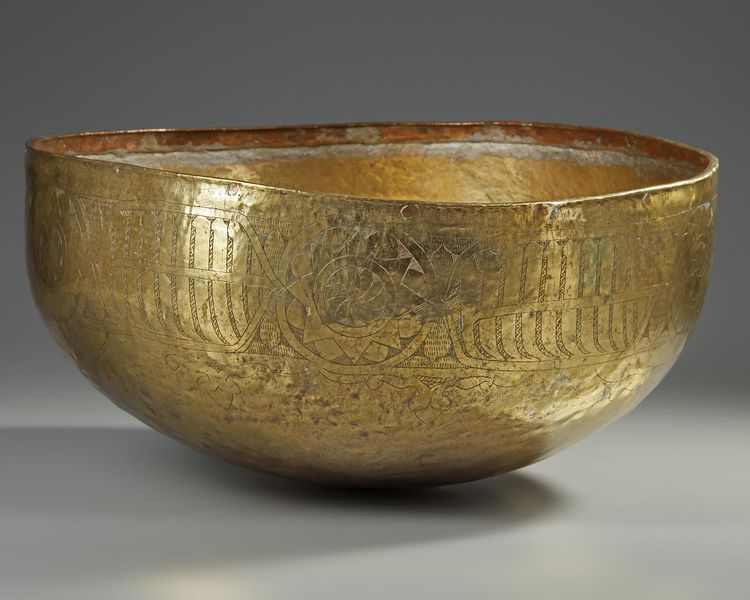 A BRASS BOWL, SYRIA, 13TH-14TH CENTURY