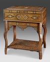 A SYRIAN TABLE BOX IN PRECIOUS WOOD MARQUETRY AND MOTHER-OF-PEARL INLAY, CIRCA 1880