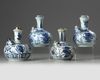 Four Chinese blue and white 'Kraak porcelain' kendi