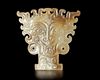 A LIGHT GREEN JADE DEMONIC MASK, CHINA, POST SHIJAHE CULTURE