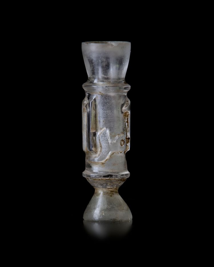 A FRAMENTARY FATIMID ROCK CRYSTAL MOLAR FLASK, EGYPT, 10TH CENTURY