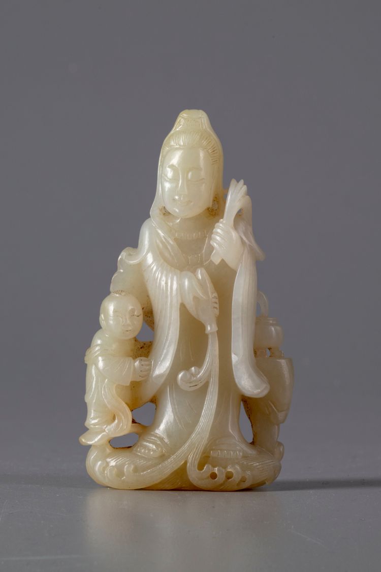 A Chinese jade figure of a Guanyin