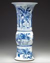 A Chinese blue and white 'ladies' gu vase