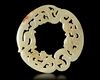 A WHITE JADE DRAGON/PHOENIX RING, HUAN, CHINA, HAN DYNASTY (206 BC-220 AD)
