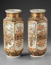 A  PAIR OF LARGE JAPANESE OCTAGONAL SATSUMA VASES, MEIJI PERIOD (1868-1912)