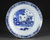 A CHINESE BLUE AND WHITE PORCELAIN PLATE WITH A KANGXI MARK, 19TH CENTURY