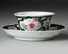 CHINESE FAMILLE ROSE CUP AND SAUCER, 18TH CENTURY