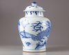 A Chinese blue and white 'dragon' jar and cover