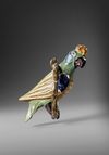 A POLYCHROME DELFT PARROT, 18TH CENTURY