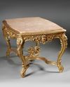 A FRENCH GILT AND CARVED WOOD CENTER TABLE, 19TH CENTURY