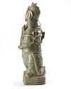 A CHINESE CELADON GUAN YU FIGURE, MING DYNASTY, 15TH CENTURY