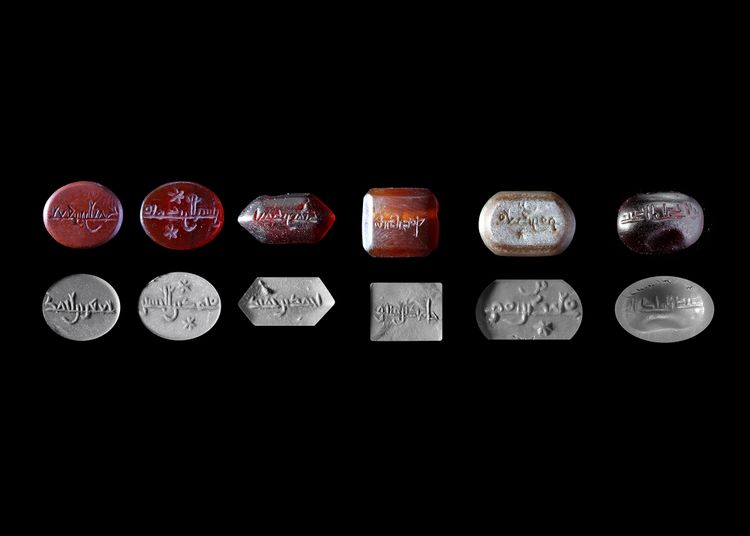 SIX AGATE SEALS, EARLY ISLAMIC 8TH-10TH CENTURY