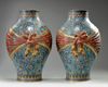 A pair of large Chinese cloisonné enamel 'ribbon' vases