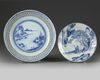 Two Chinese blue and white dishes