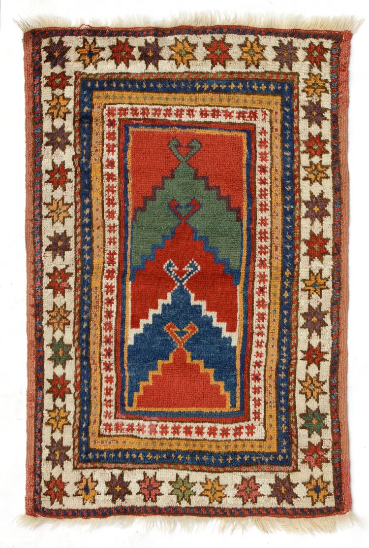 ANTIQUE KONYA KARAPINAR MULTI-PRAYER RUG, 19TH CENTURY