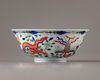 A wucai dragon and phoenix bowl