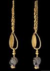 A LARGE PAIR OF GRECO-ROMAN GOLD EARRINGS WITH GARNET AFRICAN HEADS, 2ND CENTURY BC-1ST CENTURY AD