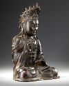 A LARGE CHINESE HEAVILY CAST BRONZE GUANYIN, MING DYNASTY (1368-1644) OR LATER