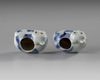 A PAIR OF CHINESE BLUE AND WHITE CAT SHAPED BRUSH WASHERS, MING DYNASTY (1368-1644)