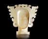 A LIGHT GREEN JADE DEMONIC MASK, CHINA, POST SHIJAHE CULTURE