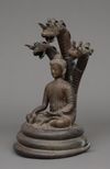 A VERY LARGE NEPALESE BRONZE SERPENT KING MUCHILINDA, FIRST HALF 20TH CENTURY