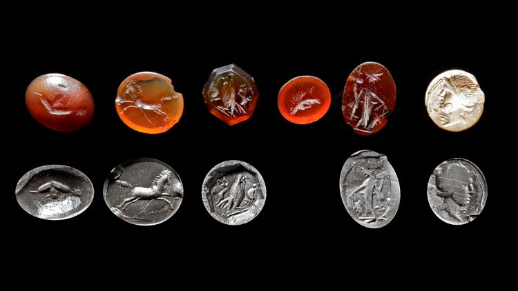 A LOT OF SIX ROMAN INTAGLIOS, 1ST-3RD CENTURY AD
