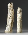 A large Chinese ivory carving of a fisherwoman and a Shoulao