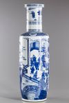 A large Chinese blue and white rouleau vase