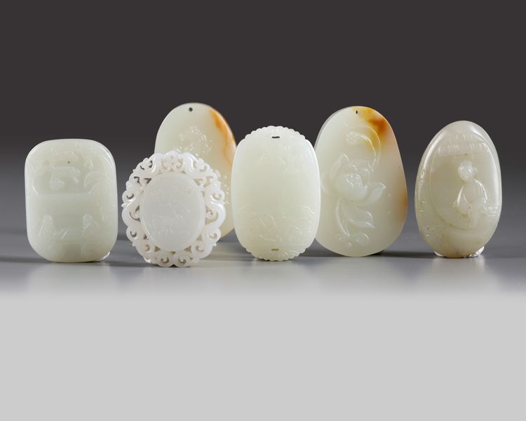 A group of six Chinese jade carvings