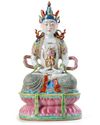 A CHINESE FAMILLE ROSE FIGURE OF AMITAYUS, 20TH CENTURY