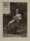 THE SEAMSTRESS, ETCHING, SIGNED J. ISRAELS