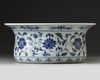 A CHINESE BLUE AND WHITE MING-STYLE BASIN, QING DYNASTY (1644-1911)