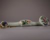 A Chinese hardstone-inlaid pale celadon jade ruyi sceptre