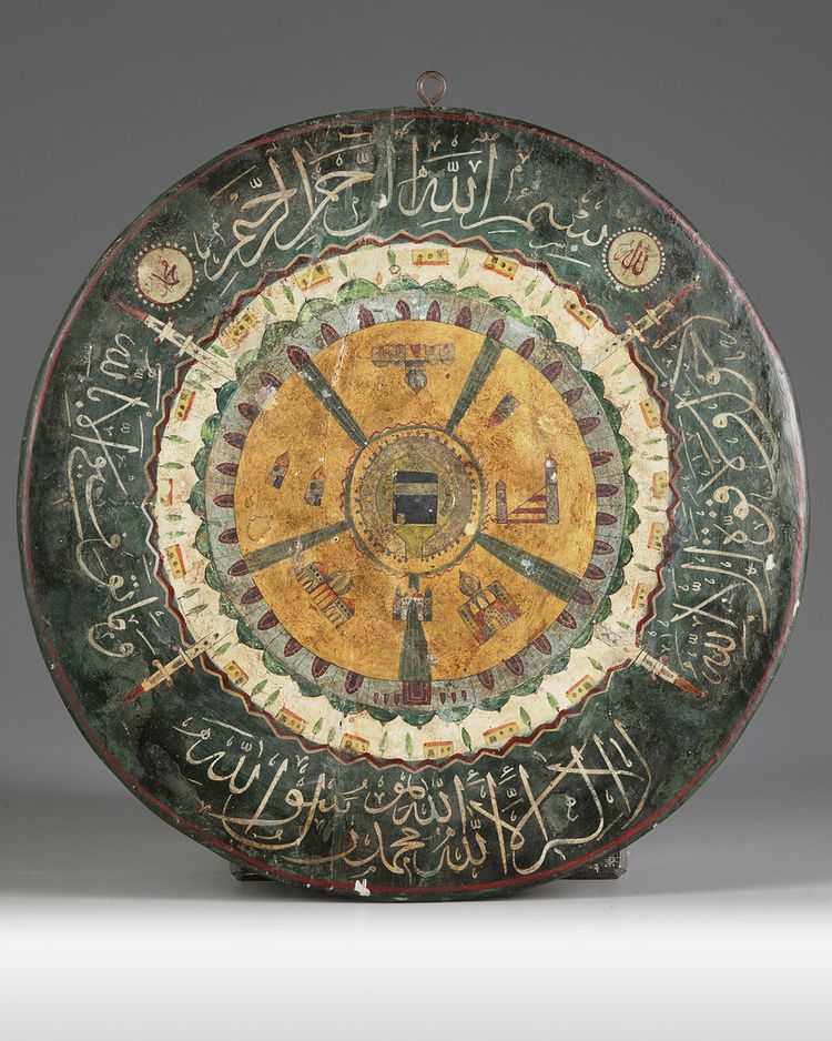 An Ottoman scene of Mecca on a wooden panel