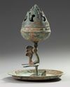 A Chinese bronze 'hill' censer and cover, boshanlu