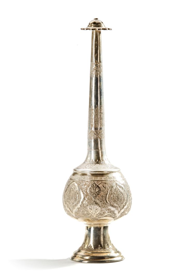 A PERSIAN SILVER ROSE WATER SPRINKLER, 19TH CENTURY