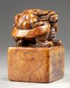 A large Chinese soapstone seal