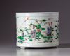 A Chinese famille verte brush pot