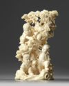 A Chinese carved ivory 'boys and pine' group