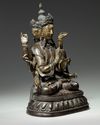 A Chinese cold-gilt bronze eight-armed Avalokitesvara