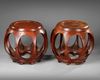 A PAIR OF CHINESE WOODEN  BARREL-FORM SEATS, 20TH CENTURY