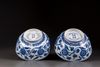 A pair of blue and white 'floral' bowls