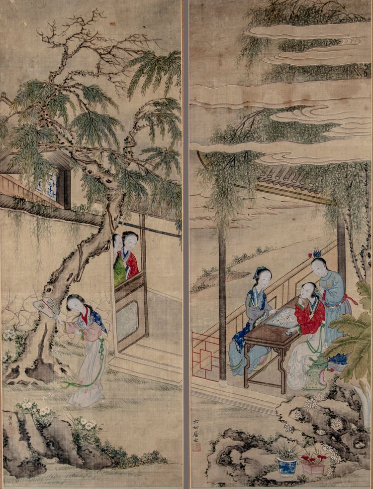 Two Chinese hanging scrolls