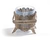 A SILVER FILIGREE BASKET WITH BLUE GLASS, 19TH CENTURY