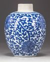 A Chinese blue and white 'scrolling lotus' jar