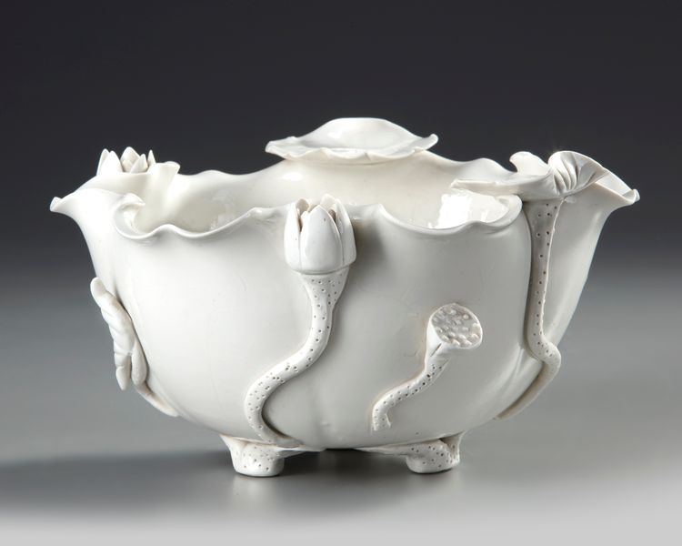 A CHINESE BLANC DE CHINE WHITE-GLAZED LOTUS BOWL, 18TH CENTURY