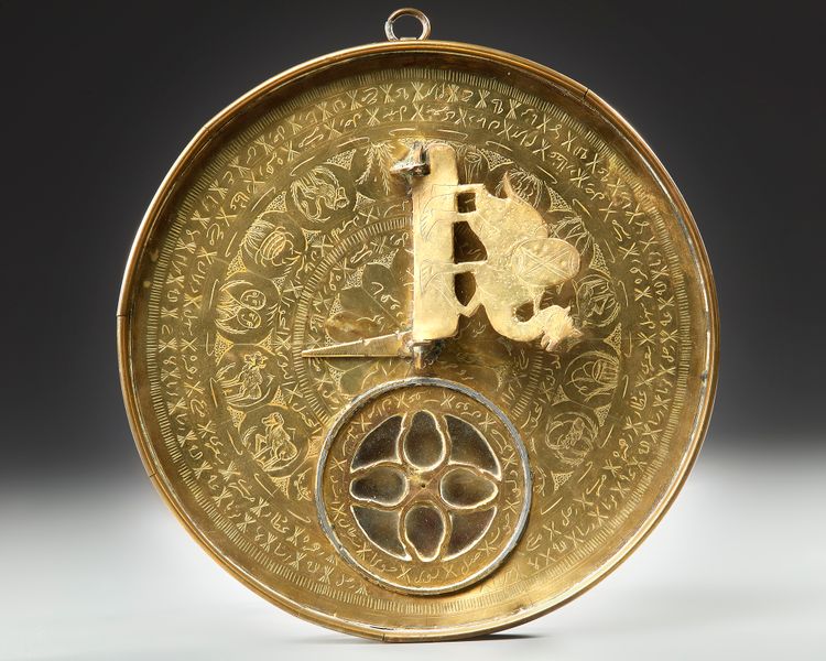 A LARGE BRASS QIBLA INDICATOR, 19TH CENTURY
