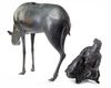 A LARGE CHINESE BRONZE CENSER MODELLED AS A DIGNITARY RIDING A DEER, MING DYNASTY (1368-1644)